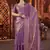 Purple Color Hand Embroidery Work Satin art silk saree
