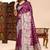 Wine lichi silk embroidered wedding wear saree