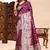 Wine lichi silk embroidered wedding wear saree