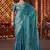 Teal Color Hand Embroidery Work Satin art silk saree