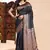 Black lichi silk embroidered wedding wear saree