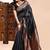 Black lichi silk embroidered wedding wear saree