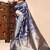 Dark blue lichi silk embroidered wedding wear saree