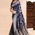 Dark blue lichi silk embroidered wedding wear saree