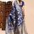 Dark blue lichi silk embroidered wedding wear saree