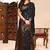 Black lichi silk embroidered wedding wear saree