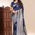 Dark blue lichi silk embroidered wedding wear saree