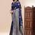 Dark blue lichi silk embroidered wedding wear saree