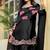 Black pure satin heavy embroidered salwar kameez set