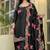 Black pure satin heavy embroidered salwar kameez set