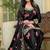 Black pure satin heavy embroidered salwar kameez set