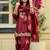 Luxurious maroon satin silk farshi salwar suit with heavy embroidery and sequence work