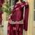 Luxurious maroon satin silk farshi salwar suit with heavy embroidery and sequence work