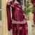 Luxurious maroon satin silk farshi salwar suit with heavy embroidery and sequence work