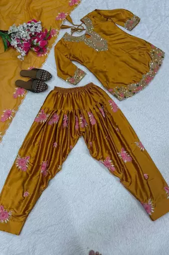 Trendsetter japan satin embroidered farshi salwar suit