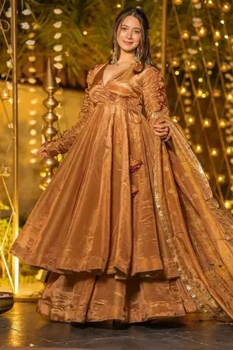 Designer fendy silk anarkali suit with 5mm sequence work