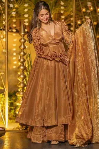 Designer fendy silk anarkali suit with 5mm sequence work