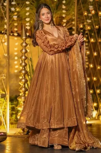Designer fendy silk anarkali suit with 5mm sequence work