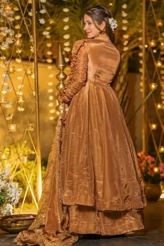Designer fendy silk anarkali suit with 5mm sequence work