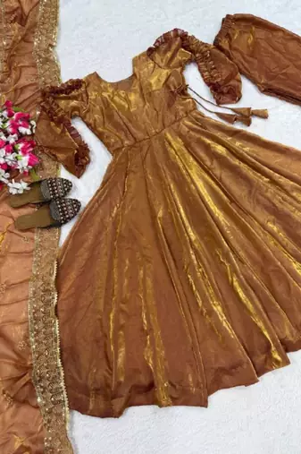 Designer fendy silk anarkali suit with 5mm sequence work