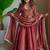 Rust cosmos silk maxi anarkali with koti & pent set