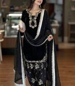 Black cotton sequins salwar kamees