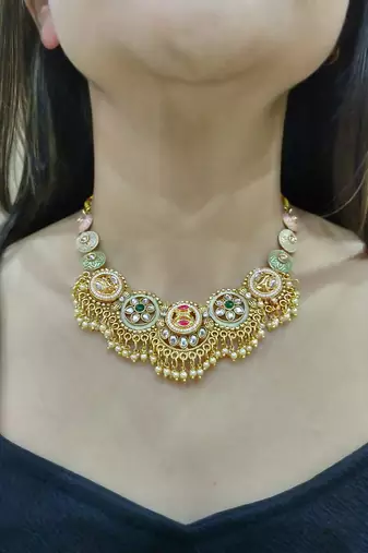 Multicolor kundan meenakari necklace set