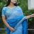 Blue Color Embroidered Lace Border with Real Mirror Work Faux Georgatte Saree