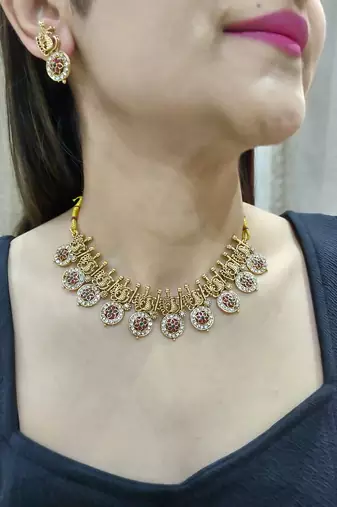 Antique gold plated necklace set