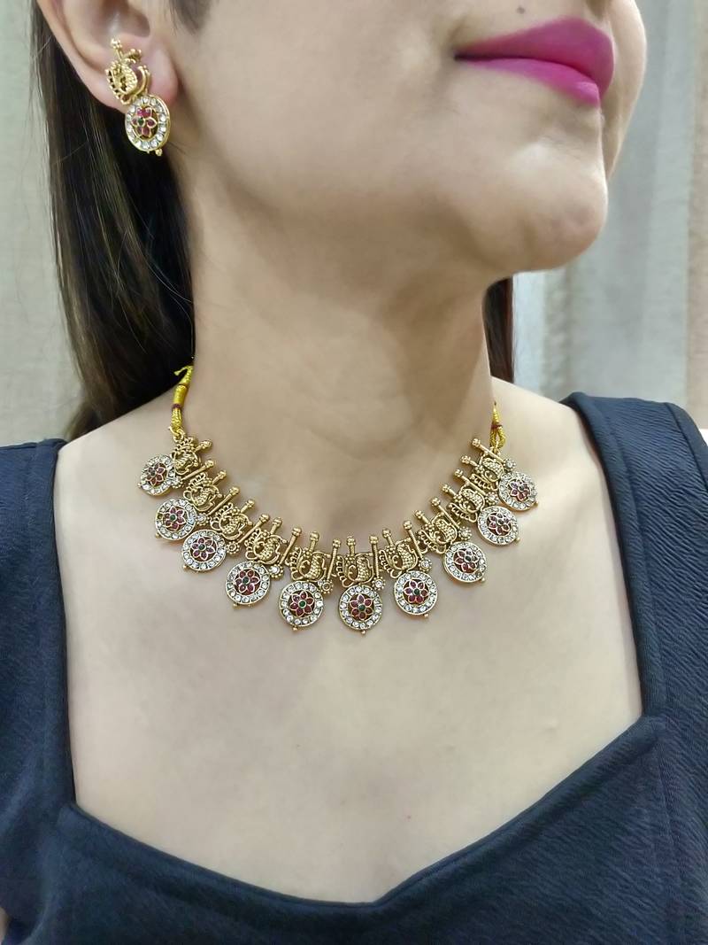 Antique gold plated necklace set