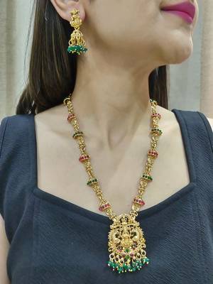 Antique gold plated temple jewelry necklace set 1