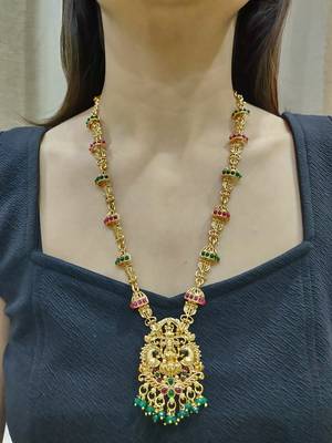 Antique gold plated temple jewelry necklace set 2