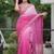 Pink Color Embroidered Lace Border with Real Mirror Work Faux Georgatte Saree
