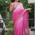 Pink Color Embroidered Lace Border with Real Mirror Work Faux Georgatte Saree