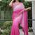 Pink Color Embroidered Lace Border with Real Mirror Work Faux Georgatte Saree
