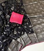 Black Color  Jaqurad Weaving Work Georgette Saree