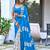 Blue block print soft pure cotton saree with blouse.