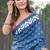 Blue block print soft pure cotton saree with blouse.