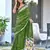 Green block print soft pure cotton saree with blouse.