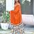 Orange block print soft pure cotton saree with blouse.