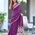 Purple block print soft pure cotton saree with blouse.