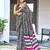 Grey block print soft pure cotton saree with blouse.