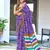 Purple block print soft pure cotton saree with blouse.