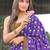 Purple block print soft pure cotton saree with blouse.