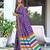 Purple block print soft pure cotton saree with blouse.