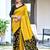 Mustard block print soft pure cotton saree with blouse.