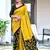 Mustard block print soft pure cotton saree with blouse.