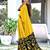 Mustard block print soft pure cotton saree with blouse.