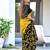 Mustard block print soft pure cotton saree with blouse.