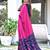 Pink block print soft pure cotton saree with blouse.